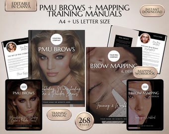PMU Brows Training Manual, Brow Mapping Workbook (Editable Ebooks)