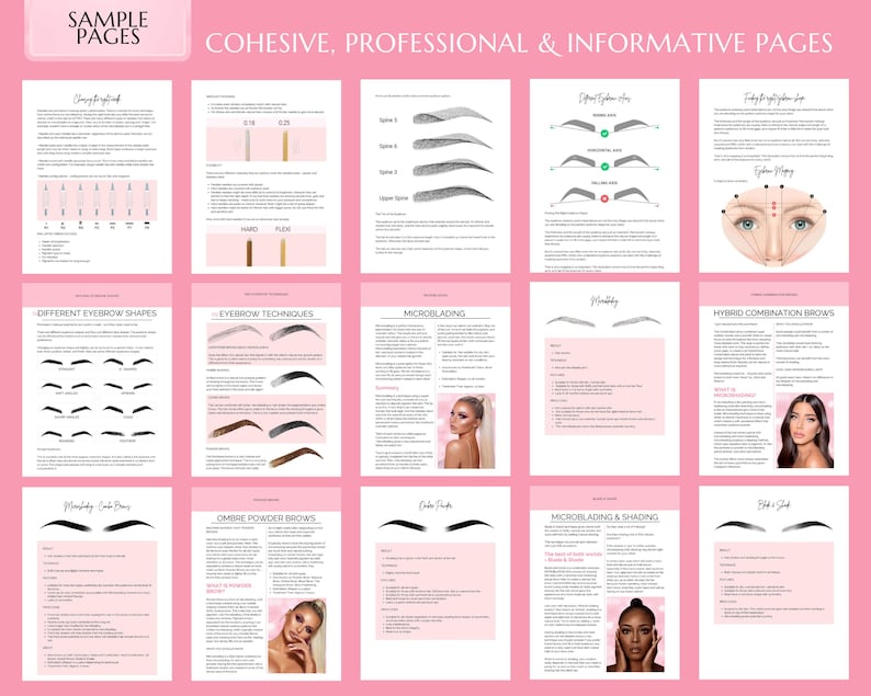 PMU Manual, Microblading Brows Training, PMU Course, Microshading, Ombre Powder Brows, Color Correction, Combo Brows Guide, Editable