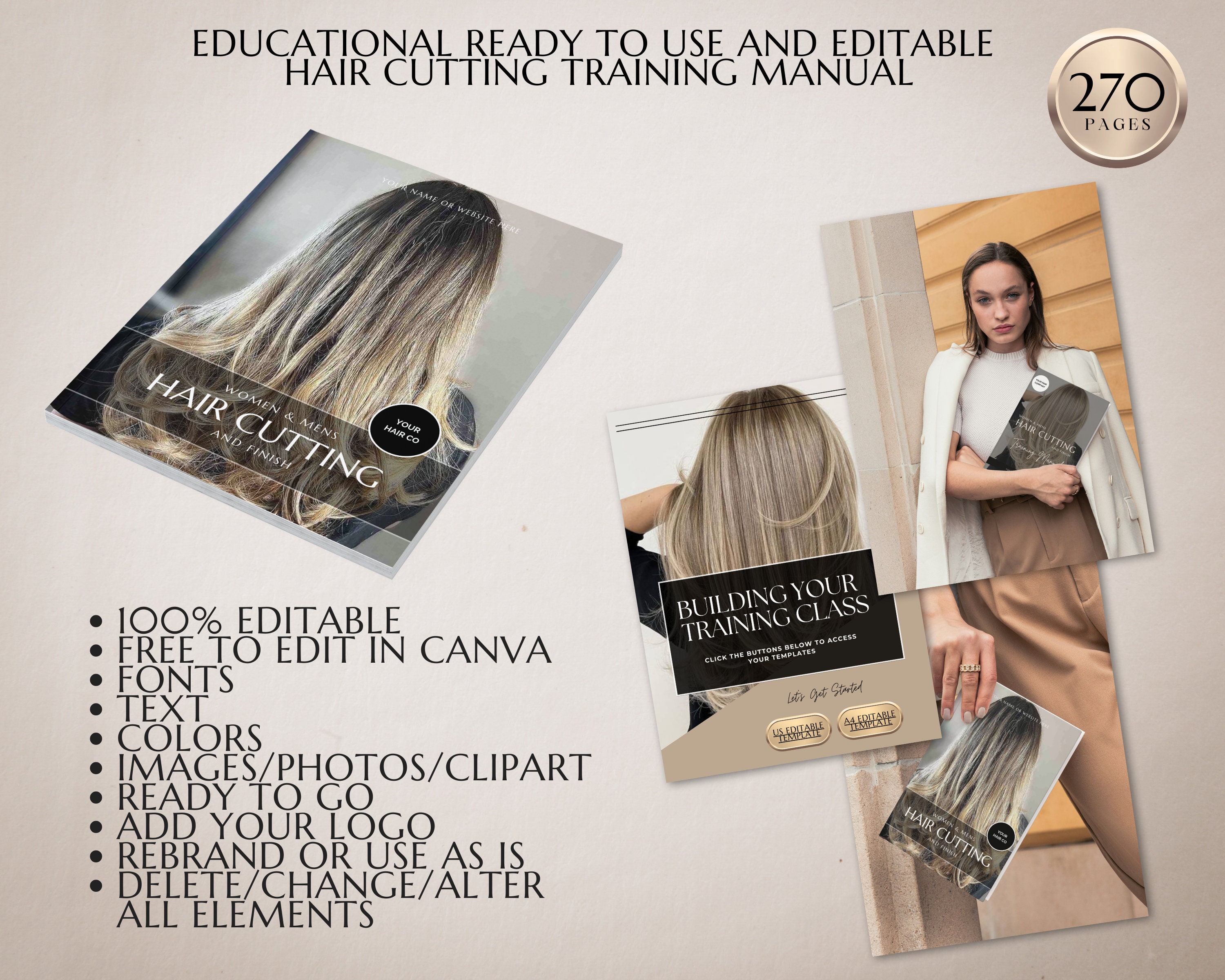 Hairdressing Notes.pdf Hair Cutting Training Manual, Cosmetology Student Guide (editable Canva ...
