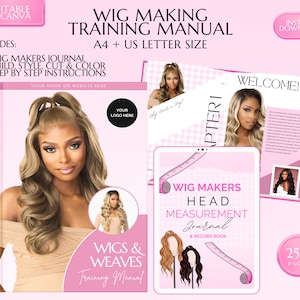 Wig Making Training Manual, Wig Makers Course, Step by Step, Wigs, Weaves, Wefts, Edit Canva