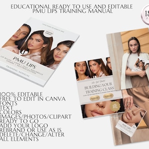 Lip Blush Training Manual, Lip Blushing Training Guide, Lip Micropigmentation Course, PMU Lips, Tattoo Lip Liner, Aquarelle, Edit in Canva