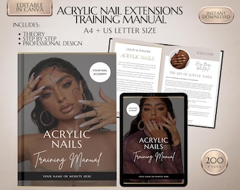 Acrylic Nail Extensions Training Manual, Canva Editable (PDF)