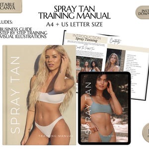 Spray Tan Training Manual, Spray Tanning Course, Educator Business Guide, Done for You, Ebook Tutorial, Step by Step Lesson, Edit in Canva