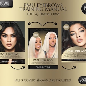 Permanent Makeup PMU Training Manual, Microblading, Microshading, Ombre, Powder Brows, Color Correction, Combo Brow, Student Guide, Editable