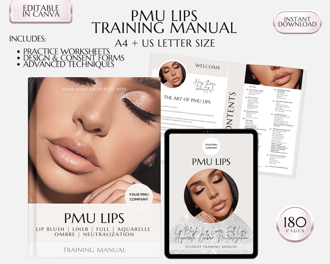 Lip Blush Training Manual, Lip Blushing Training Guide, Lip