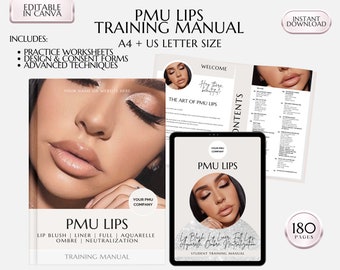 PMU Lips Training Manual, Lip Blush, Liner, Aquarelle (PDF)
