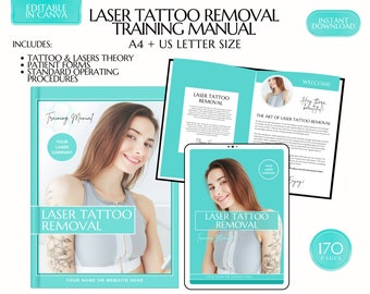 Laser Tattoo Removal Training Manual, Tattoo Removal, Training Guide, Laser Clinic Course, Dermatology, Skin Care eBook, Edit in Canva