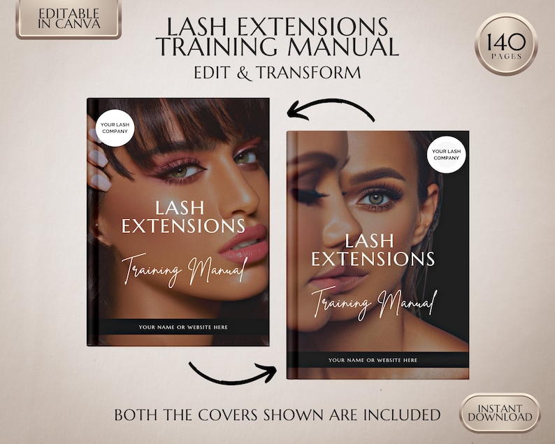 Lash Manual, Eyelash Extensions Training Manual, Lash Extensions Guide, Beauty School Training, Custom Lash Manual, Editable in Canva