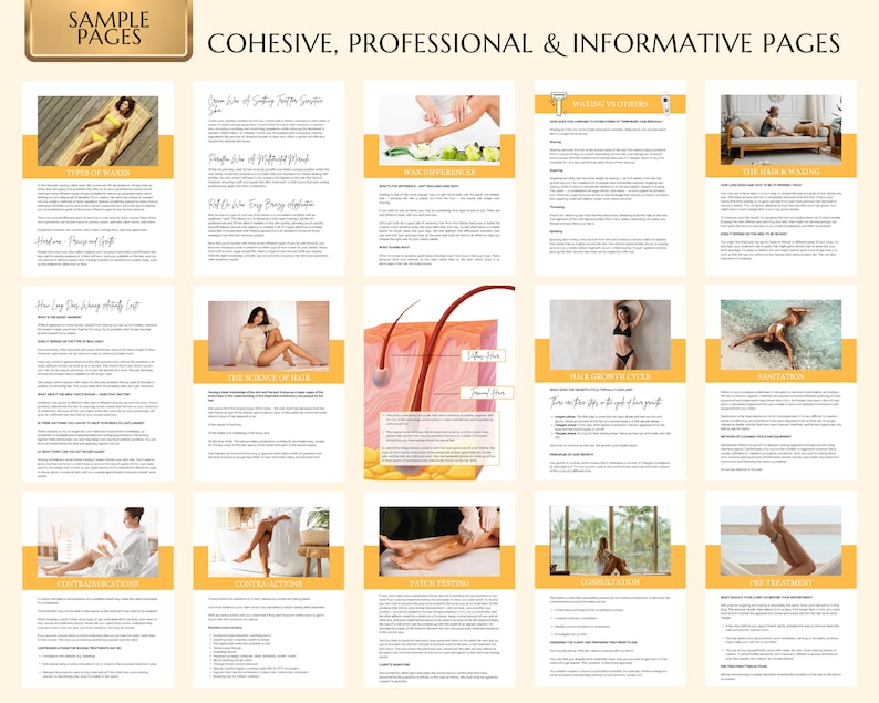 Face & Body Waxing Training Manual including Sugaring, Estheticians Waxing Guide, Learn or Teach, Wax eBook, Waxing Guide, Edit in Canva