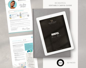 Manual de capacitación sobre tratamientos faciales con peeling químico Biorepeel / Plantilla editable de Canva