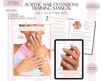 Acrylic Nail Extensions Training Manual: Canva Editable Guide (PDF)