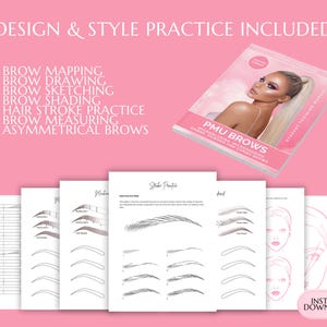 PMU Manual, Microblading Brows Training, PMU Course, Microshading, Ombre Powder Brows, Color Correction, Combo Brows Guide, Editable