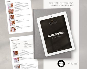 Trainingshandleiding gelnagelverlengingen | Nageltechniek-studiegids | Bewerkbare canvassjabloon