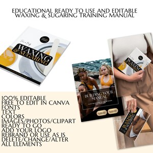 Face & Body Waxing Training Manual including Sugaring, Estheticians Waxing Guide, Learn or Teach, Wax eBook, Waxing Guide, Edit in Canva