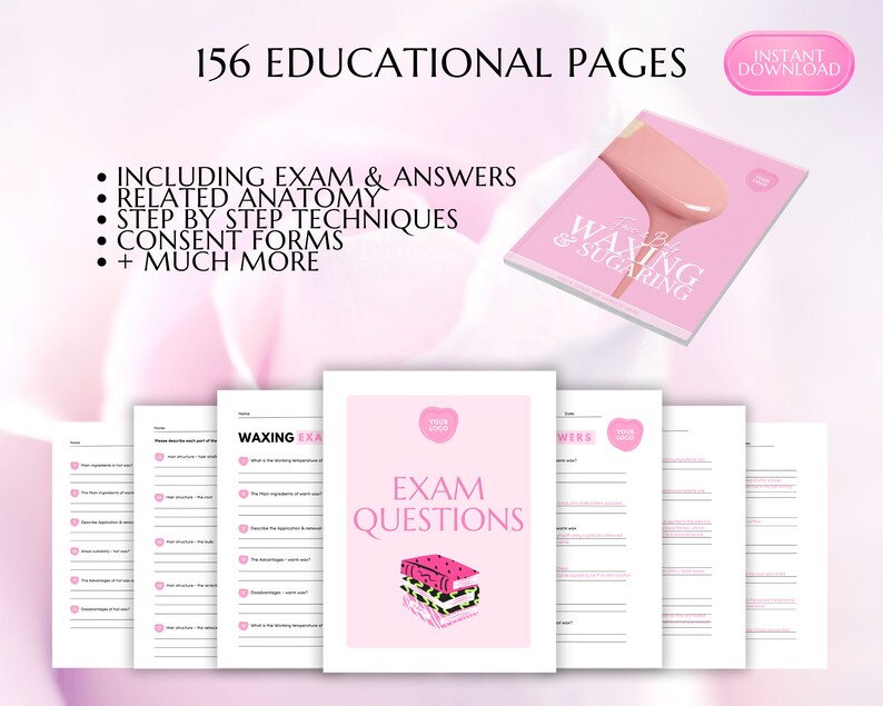 Waxing Training Manual, Facial Waxing, Body Waxing, Sugaring, Hair Removal, Estheticians, Educator, Student Guide, eBook, Edit in Canva