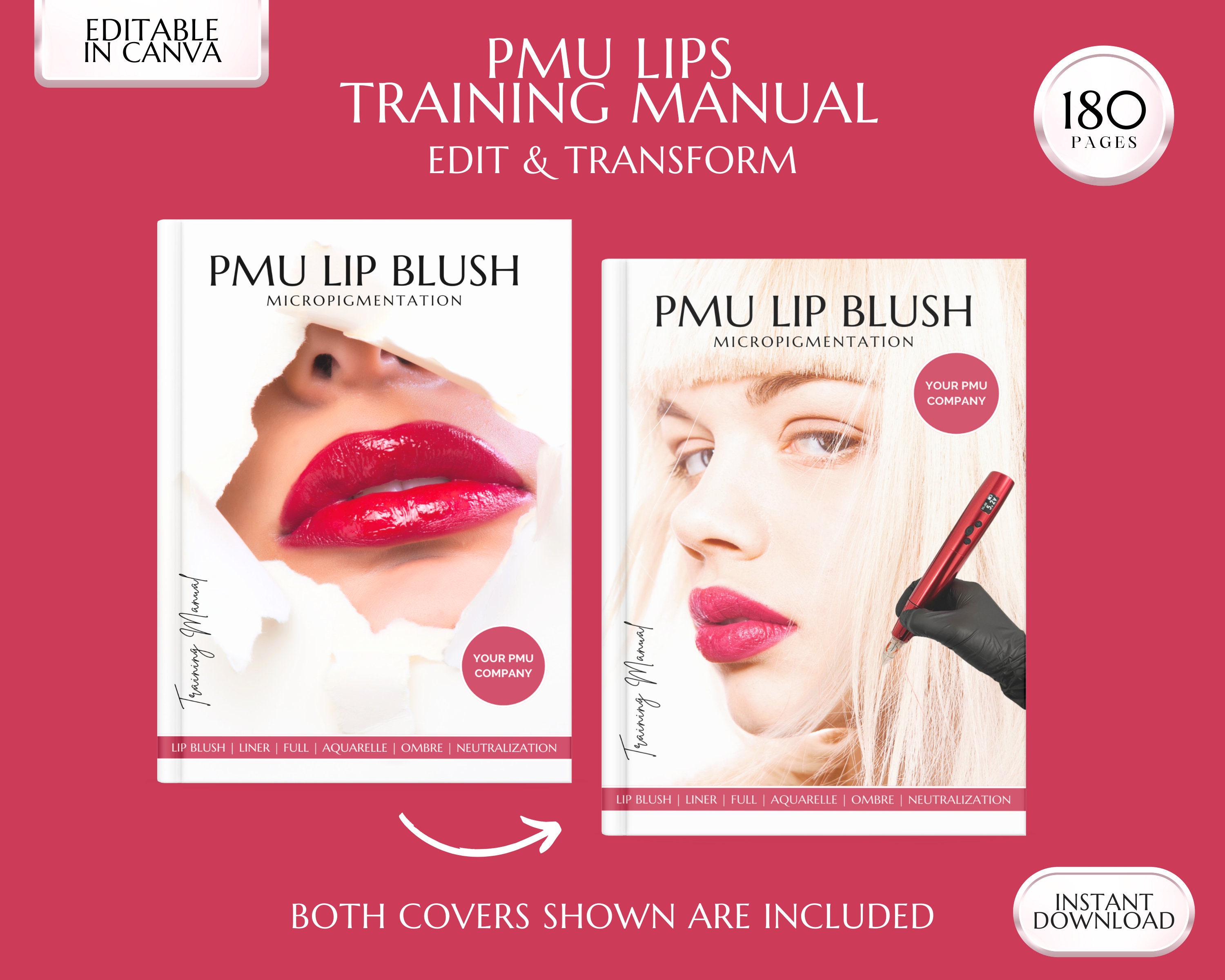 Lip Blush Training Manual, PMU Lips Course, Editable Guide, Tattoo Lip