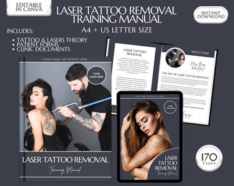Laser Tattoo Removal Training Manual, Tattoo Removal Guide, Laser Tattoo Training Manual, Laser Clinic Tattoo Removal Course, Edit in Canva