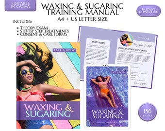Waxing Training Manual, Face Waxing, Body Waxing, Sugaring, Esthetician Waxing Guide, Learn, Teach, Waxing eBook, Edit in Canva