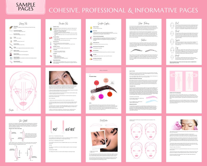 PMU Manual, Microblading Brows Training, PMU Course, Microshading, Ombre Powder Brows, Color Correction, Combo Brows Guide, Editable