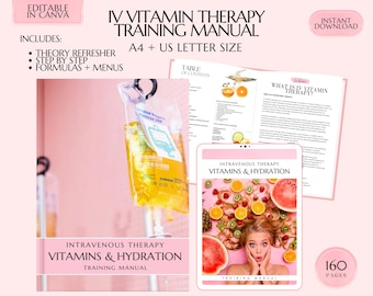 IV Vitamin Therapy Training Manual, IV Nutrient Formulas Training Guide, IV Hydration Therapy Training Course, Learn or Teach, Edit in Canva