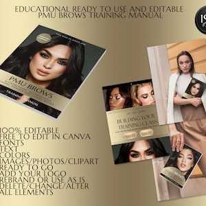 Permanent Makeup PMU Training Manual, Microblading, Microshading, Ombre, Powder Brows, Color Correction, Combo Brow, Student Guide, Editable