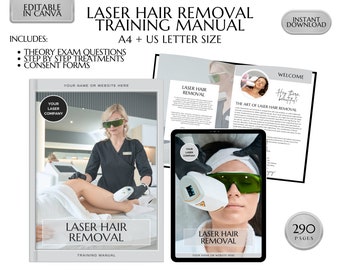 Laser Hair Removal Training Manual, Laser Hair Removal Guide, Laser Clinic Hair Removal Course, Edit in Canva