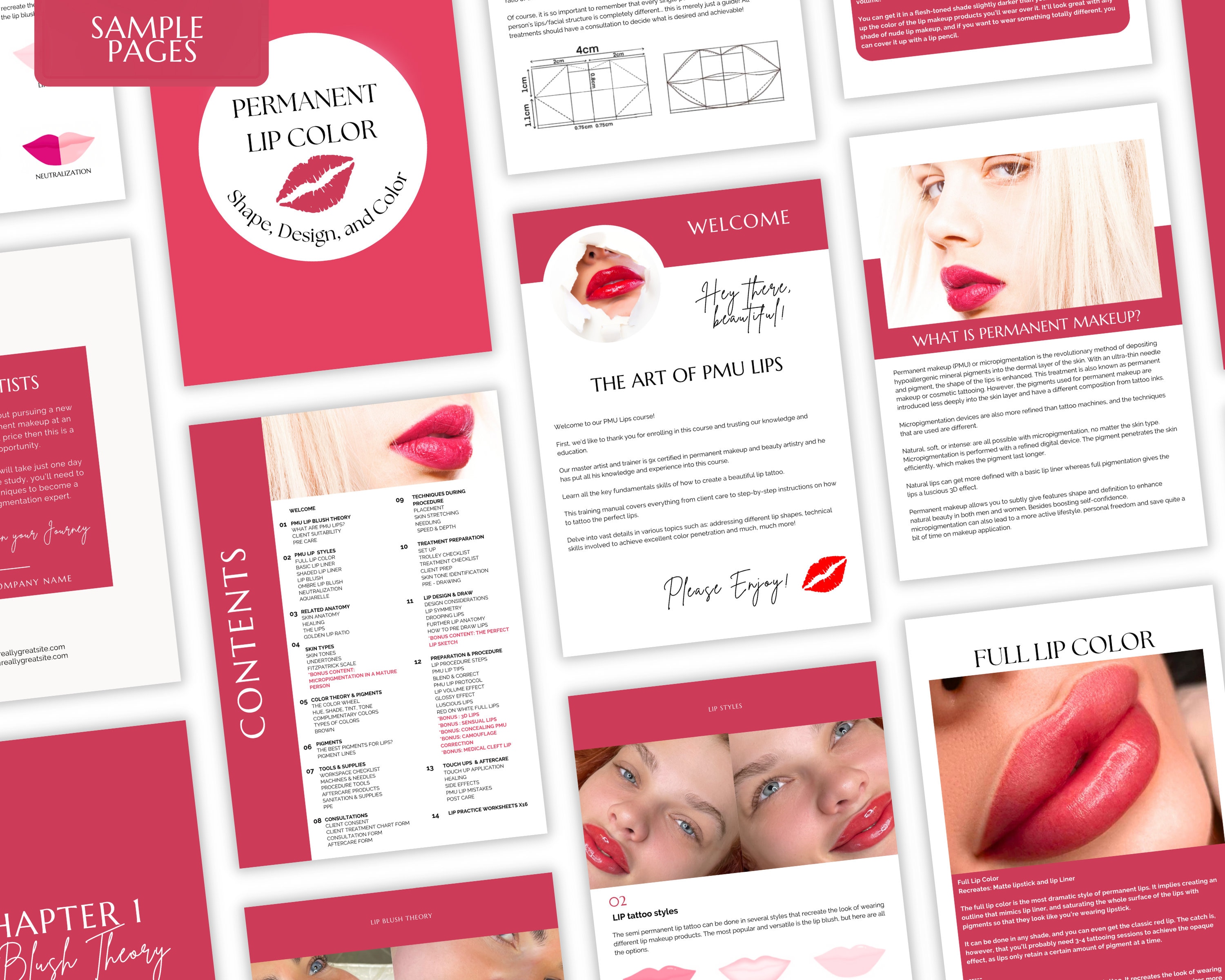 Lip Blush Training Manual, PMU Lips Course, Editable Guide, Tattoo Lip