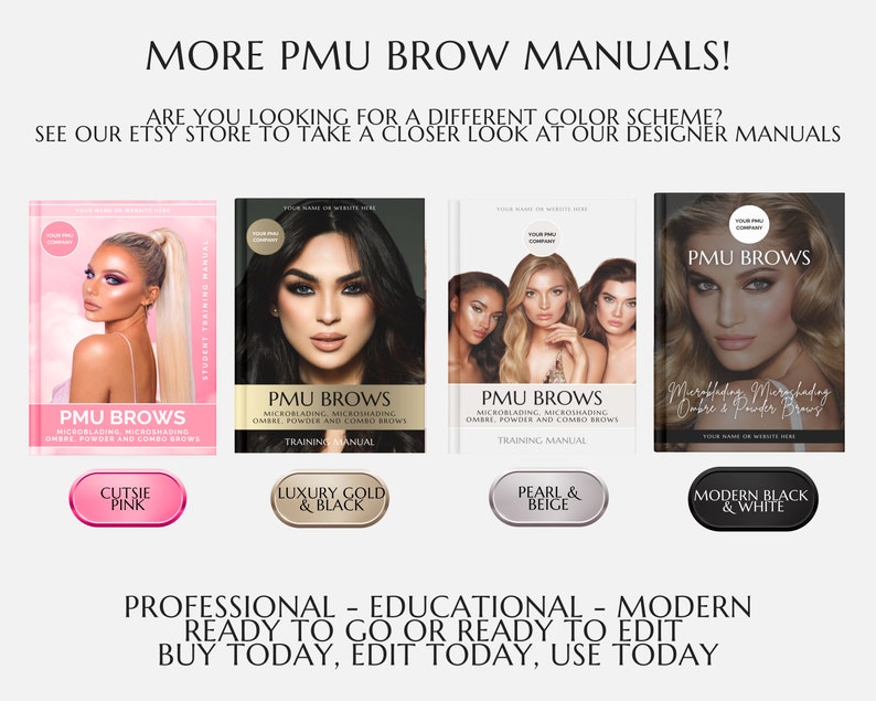 PMU Eyebrows Training Manual, Ombre, Powder Brows, Microblading, Microshading, Color Correction, Combo Brows Course, Student Guide, Editable