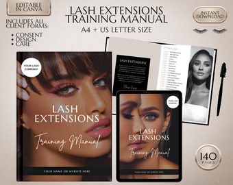 Lash Extensions Training Manual: Editable Beauty School Guide (Canva PDF)