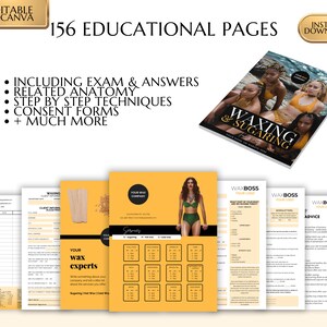 Face & Body Waxing Training Manual including Sugaring, Estheticians Waxing Guide, Learn or Teach, Wax eBook, Waxing Guide, Edit in Canva