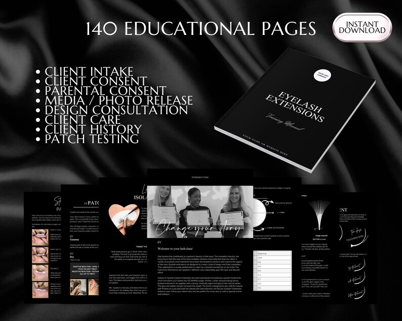 Lash Manual, Lash Extension Training Manual, Lash Course Manual, Lash Course Training, Lash Ebook, Lash Extensions Manual, Canva Template