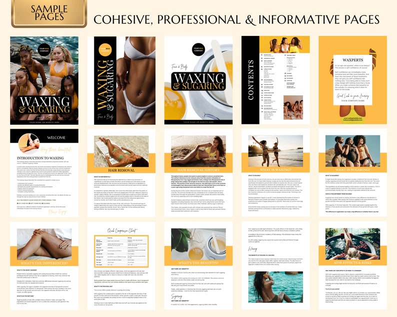 Face & Body Waxing Training Manual including Sugaring, Estheticians Waxing Guide, Learn or Teach, Wax eBook, Waxing Guide, Edit in Canva