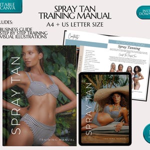 Spray Tan Training Manual, Spray Tanning Course, Educator Business Guide, Done for You, Ebook Tutorial, Step by Step Lesson, Edit in Canva