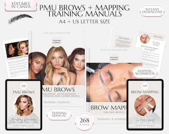 PMU Brows Training Manual & Brow Mapping Workbook (Editable Ebooks)