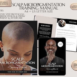 SMP Manual, Scalp Micropigmentation Training Manual, SMP Guide, Permanent Makeup Training, Custom SMP Manual, Editable in Canva