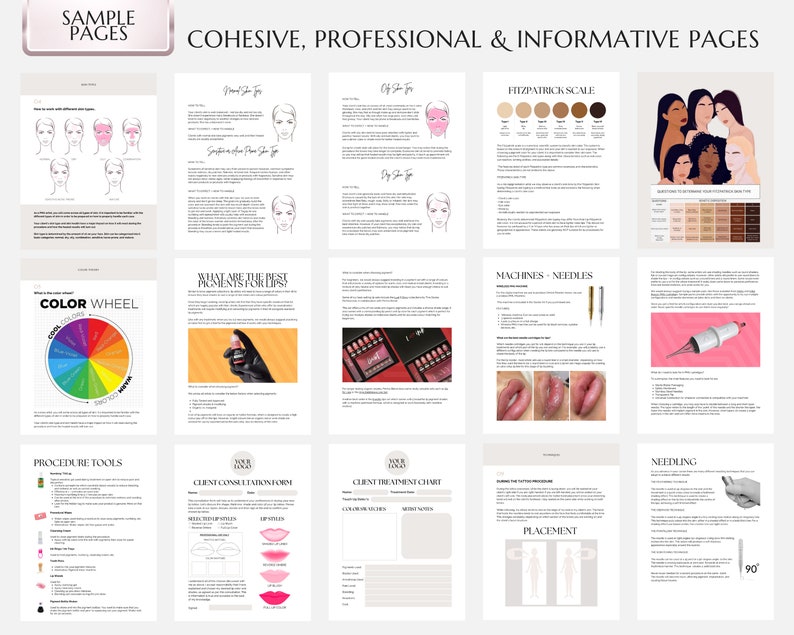 Lip Blush Training Manual, Lip Blushing Training Guide, Lip Micropigmentation Course, PMU Lips, Tattoo Lip Liner, Aquarelle, Edit in Canva