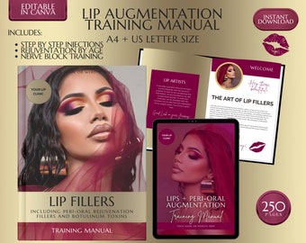 Lip Filler Manual, Peri Oral Filler & Botox Training Manual, Lip Augmentation Guide, Student, Tutor, Training Course, Ebook, Guide, Editable