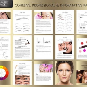 Permanent Makeup PMU Training Manual, Microblading, Microshading, Ombre, Powder Brows, Color Correction, Combo Brow, Student Guide, Editable