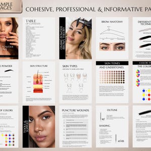 Ombre Powder Brows Training Manual, Color Corrections, Student Training Course, PMU Brows, Ebook, Guide, Edit in Canva