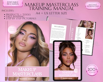 Make-uphandleiding, Masterclass Make-up, Cursus Make-upartiesten, MUA-handleiding, MUA-training, MUA-cursus, Studentengids voor make-upartiesten, Bewerken in Canva