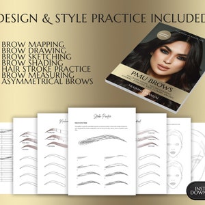 Permanent Makeup PMU Training Manual, Microblading, Microshading, Ombre, Powder Brows, Color Correction, Combo Brow, Student Guide, Editable