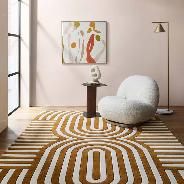 Hand-Tufted  Stripes Rug Handmade Carpet For Bedroom Livingroom Modern Aesthetic Woolen Colorful 9X12 8X10 Handwoven Area Rug