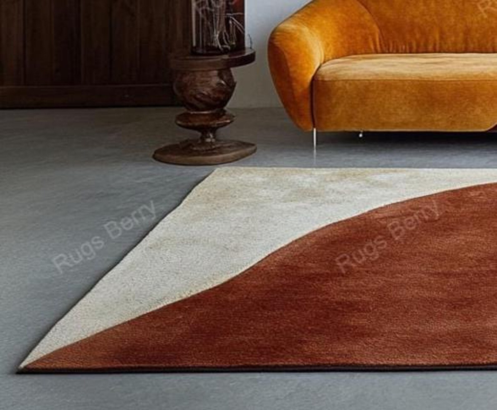 All Modern Rust Rug Hand-tufted Wool Rug: Modern Rust Design, Choose Your Wool - Etsy