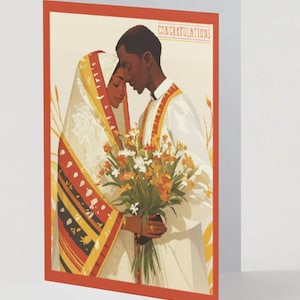 African Wedding Digital Download Card - Romantic African Couple Wall Art - Printable Wedding Gift