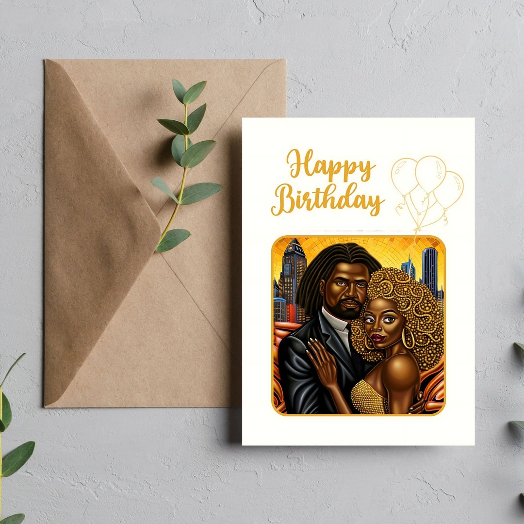 Digital Download Afro Birthday Card - Unique and Celebratory Greeting
