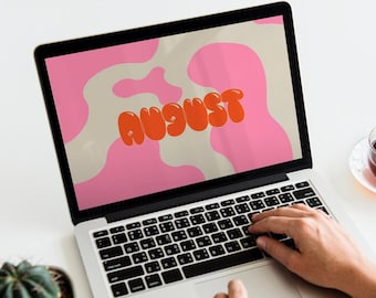 August Pink Desktop Wallpaper / Monthly Wallpaper / Aesthetic Wallpaper / Summer Wallpaper / Digital Download