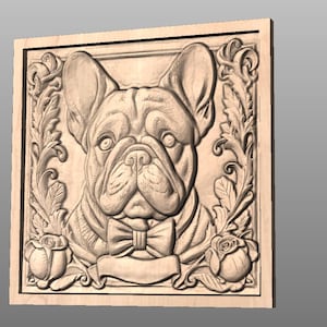 A Pug dog STL model reddy for cnc machining. STL. Dog. Pug. 3D Model - Digital Download STL. Vectric Aspire 12, V-Carve 12