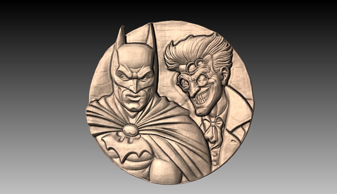 Batman and Joker Wall Decor 3D Relief Cnc File Woodcarving Walldecor