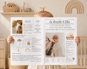 Noah's Ark Baptism Gazette, 1st Anniversary Journal, Customizable Canva Template