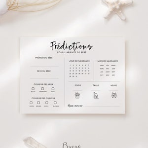 Minimalistische babyvoorspellingskaarten om af te drukken, voorspellingskaarten - digitale download